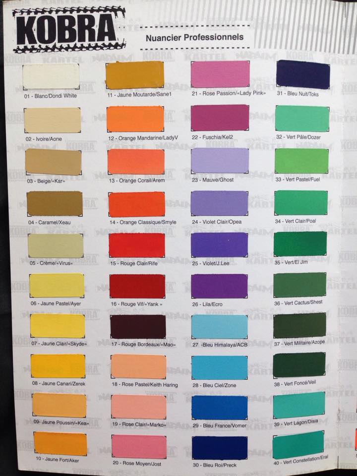 Kobra Color Chart